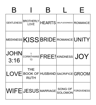 Biblical Love Bingo Card