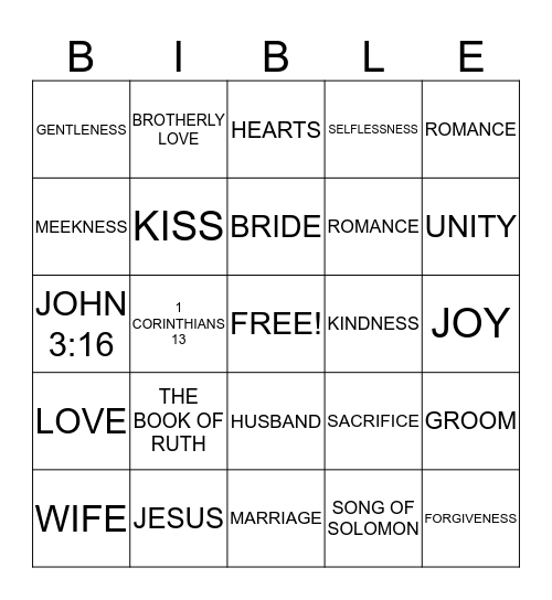 Biblical Love Bingo Card