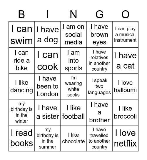 IMAGINE ONLINE Bingo Card