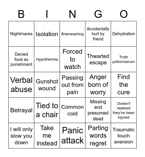 Bad Things Happen Bingo Card