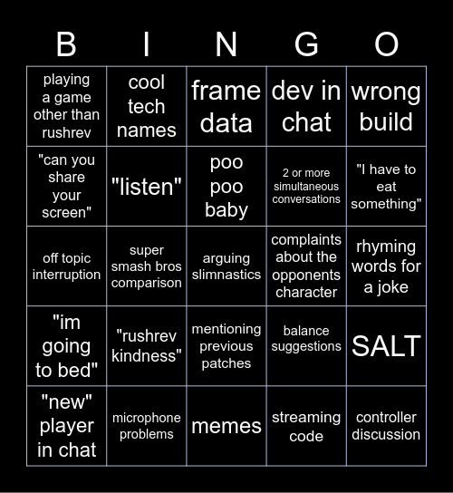 General VC Bingo Card