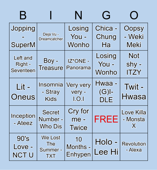 @atzwyfl Bingo Card Bingo Card