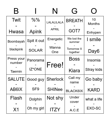 @yangyang_yjw Bingo Card