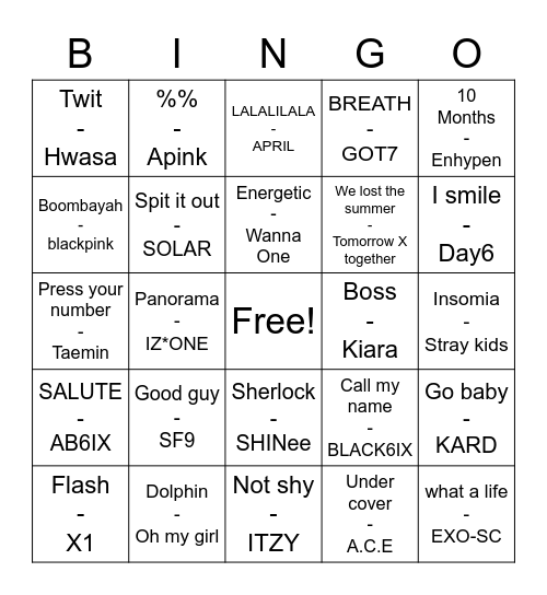 @yangyang_yjw Bingo Card