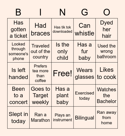 Girls Night! Bingo Card