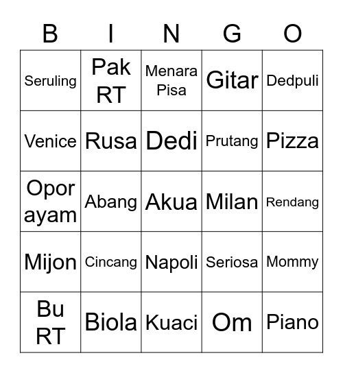 Juyeon Bingo Card