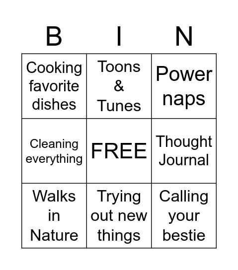 OPTIONS Bingo Card