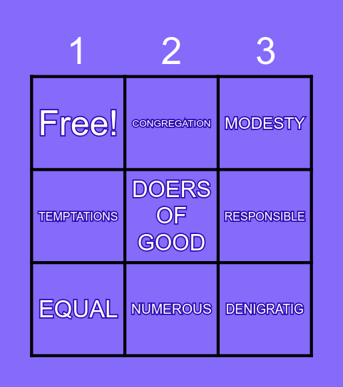 Sabr House 1 BINGO Game Bingo Card