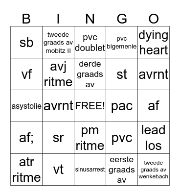 ritme bingo Card