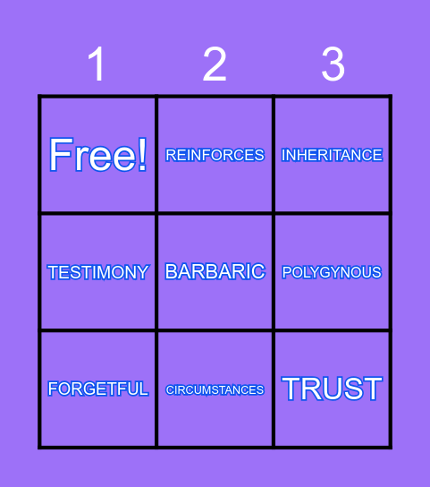 Sabr House 4 BINGO Game Bingo Card