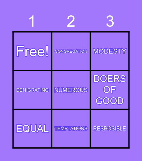Sabr House 1 BINGO Game Bingo Card