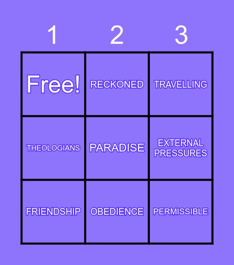 Sabr House 5 BINGO Game Bingo Card