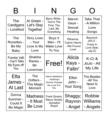 LOVE IS IN LE AIR Bingo Card