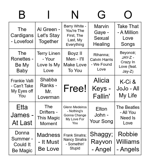 LOVE IS IN LE AIR Bingo Card