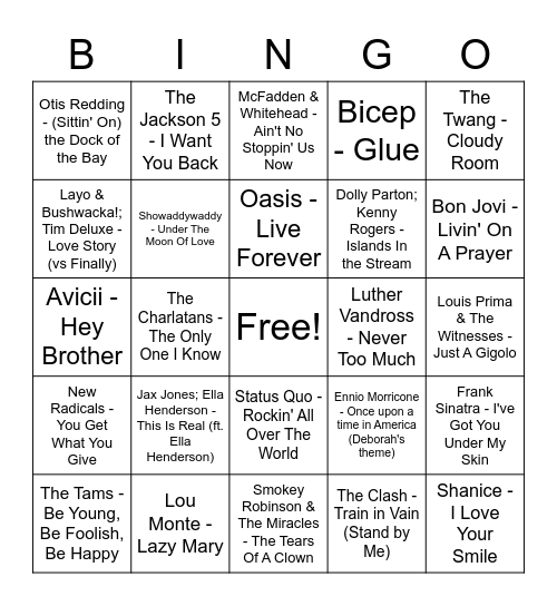 Ppls Favs Bingo Card