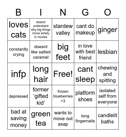 Leah’s Bingo Card