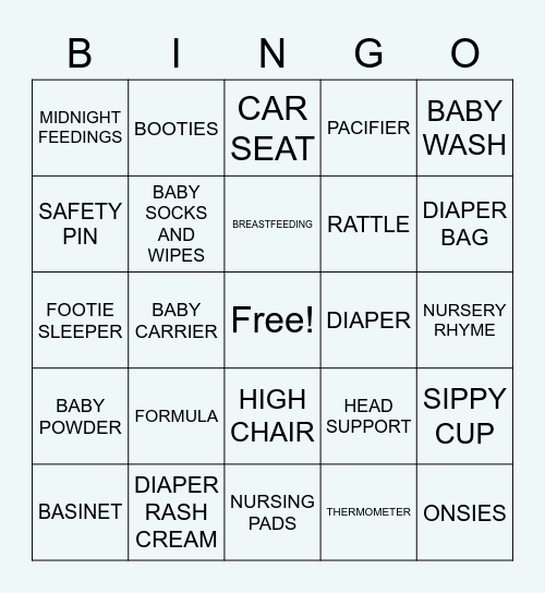 Baby Bingo Card