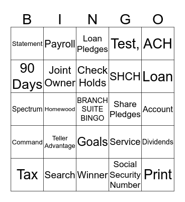 BRANCH SUITE BINGO Card