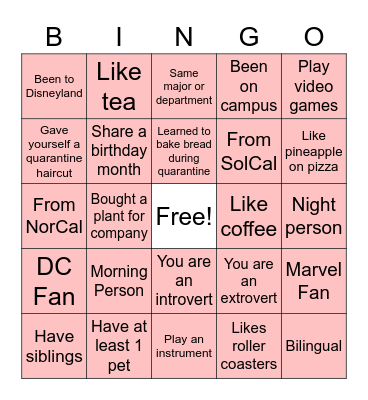 Pal-entine's Day Bingo Card
