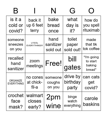 COVID BINGO Card