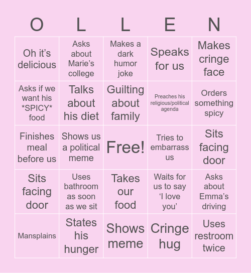 OLLEN Bingo Card