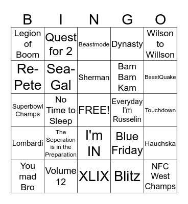 12-Man Bingo Card
