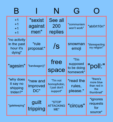 Political Debate Studio Bingo Card