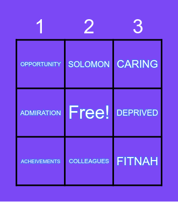 Sabr House 8 BINGO Game Bingo Card