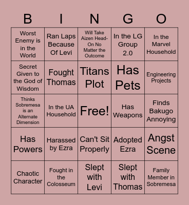SOBREMESA CHARACTER Bingo Card
