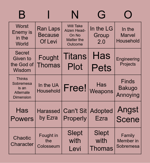 SOBREMESA CHARACTER Bingo Card