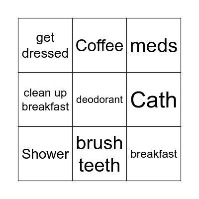 Morning Routine Bingo Card