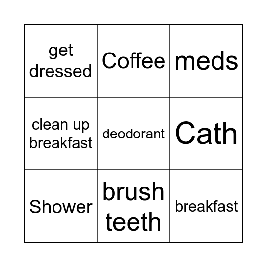 Morning Routine Bingo Card