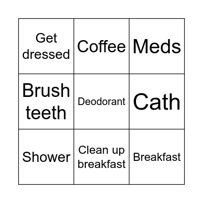 Morning Routine Bingo Card