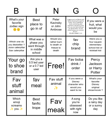 Untitled Bingo Card