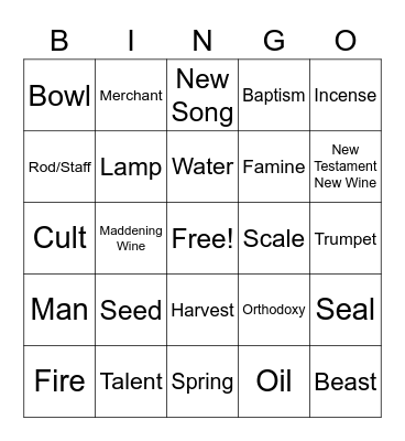 Parables Bingo Card