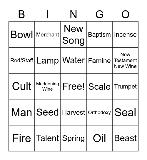 Parables Bingo Card