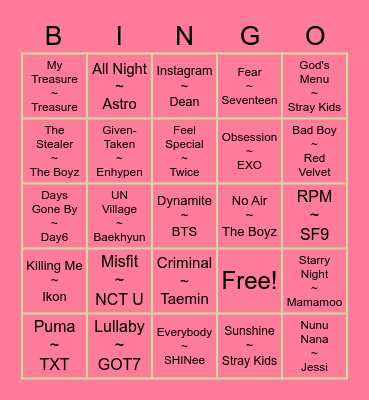 minjae's bingo 2 💗 Bingo Card