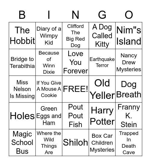 Popular Book Titles Bingo Card