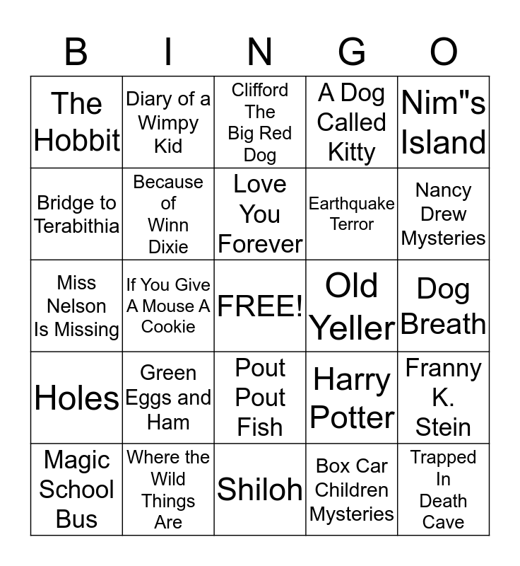 Popular Book Titles Bingo Card