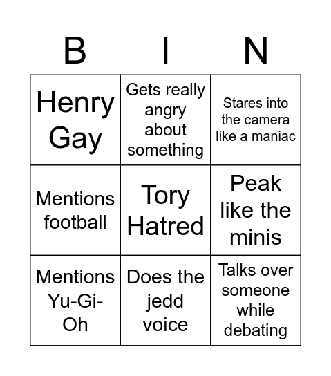 Jake Bingo Card