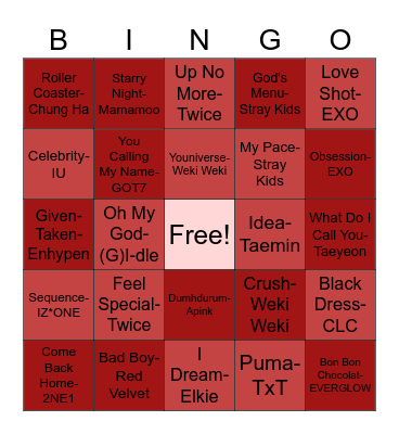@ftw_twice Bingo Card