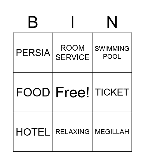 PURIM HOLIDAY BINGO Card