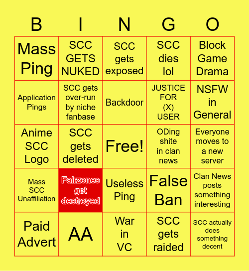 SCC BINGO Card