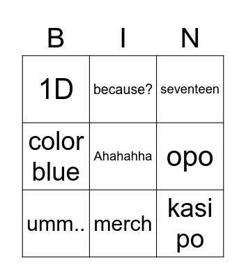 CG ^-^ Bingo Card