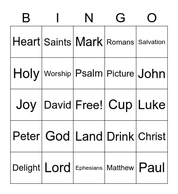 Sermon Bingo Card