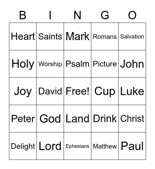 Sermon Bingo Card