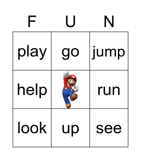 PreK Sight Word Bingo #! Bingo Card