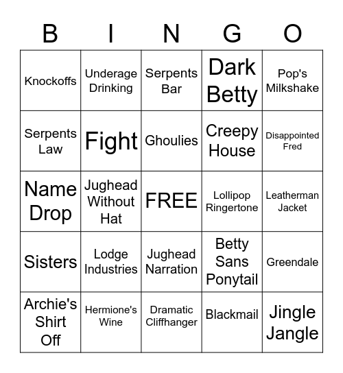 Riverdale Bingo Card