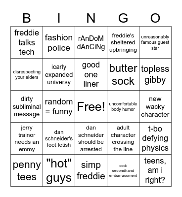 iCarly BINGO Card