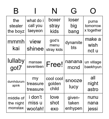 @quesocheesee Bingo Card
